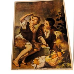 Murillo vintage lithograph art print Pastry Eaters‎
